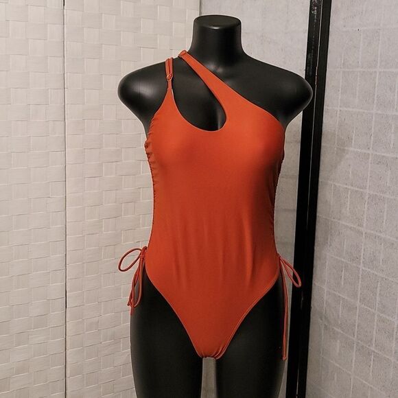 EOMENIE ONE SHOULDER ONE PIECE SWIMSUIT FOR WOMEN HIGH CUT TIE SIDE - Picture 2 of 16